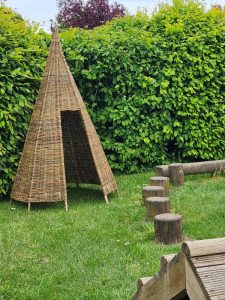 teepee dens and play zones at Blue Windmill Nursery garden in Rugby
